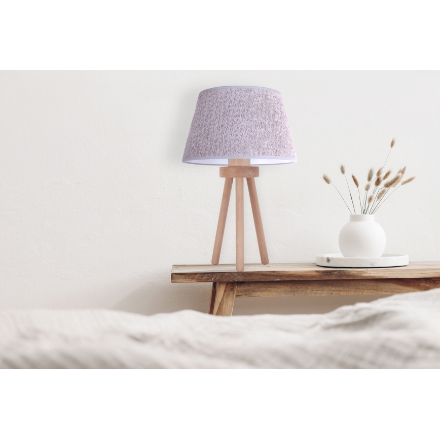 Duolla - Bordlampe BOUCLE 1xE27/15W/230V diameter 28 cm grå/træ