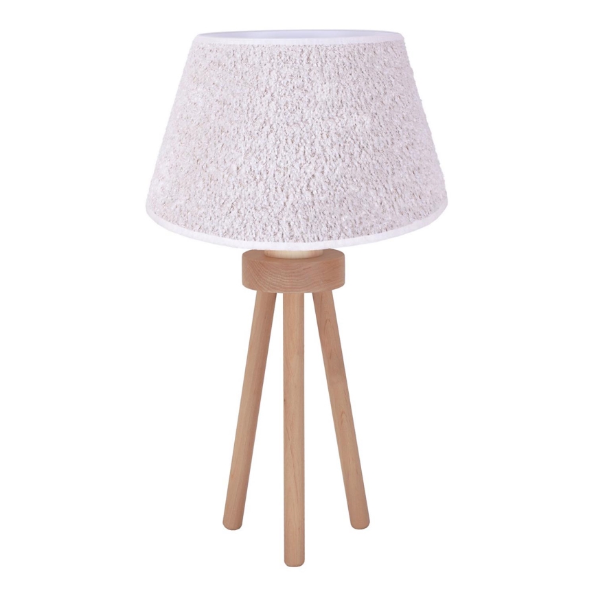 Duolla - Bordlampe BOUCLE 1xE27/15W/230V diameter 28 cm hvid/træ