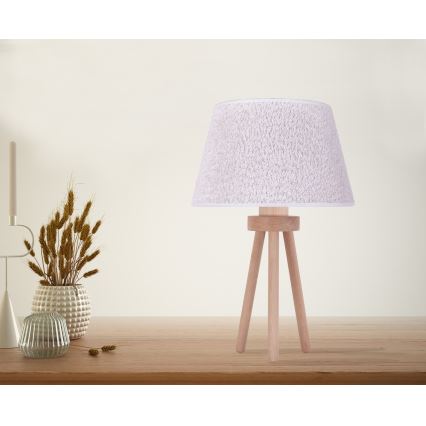 Duolla - Bordlampe BOUCLE 1xE27/15W/230V diameter 28 cm hvid/træ