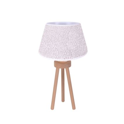 Duolla - Bordlampe BOUCLE 1xE27/15W/230V diameter 28 cm hvid/træ