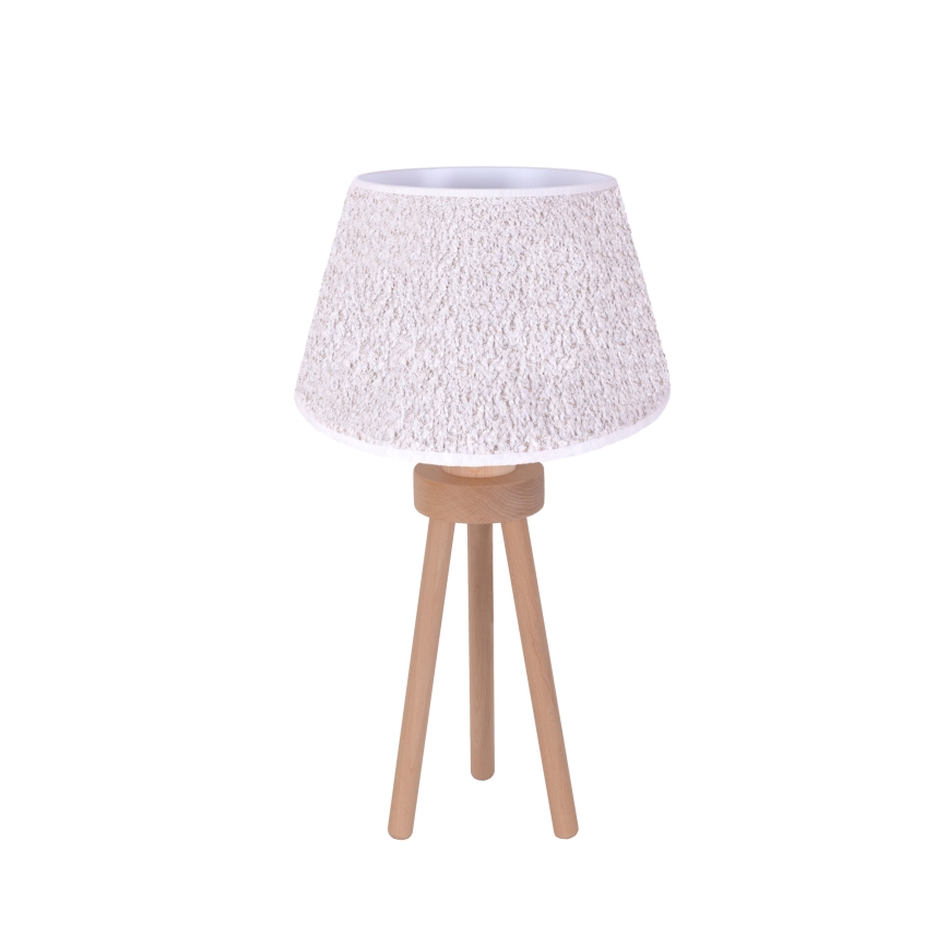 Duolla - Bordlampe BOUCLE 1xE27/15W/230V diameter 28 cm hvid/træ