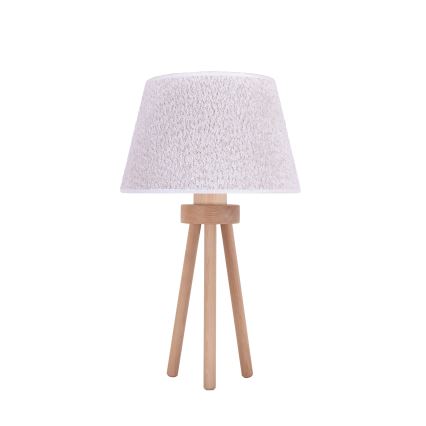 Duolla - Bordlampe BOUCLE 1xE27/15W/230V diameter 28 cm hvid/træ