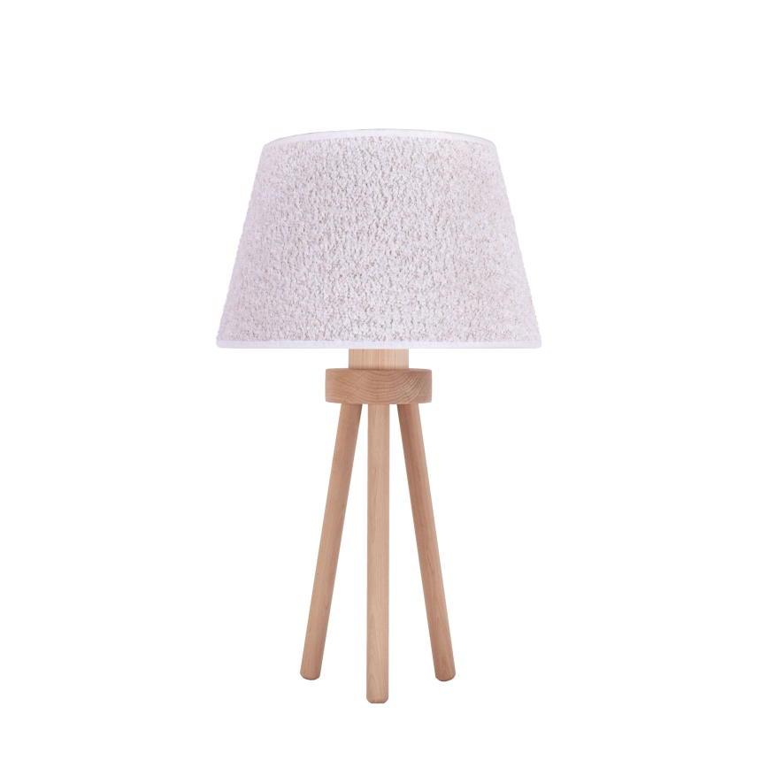 Duolla - Bordlampe BOUCLE 1xE27/15W/230V diameter 28 cm hvid/træ