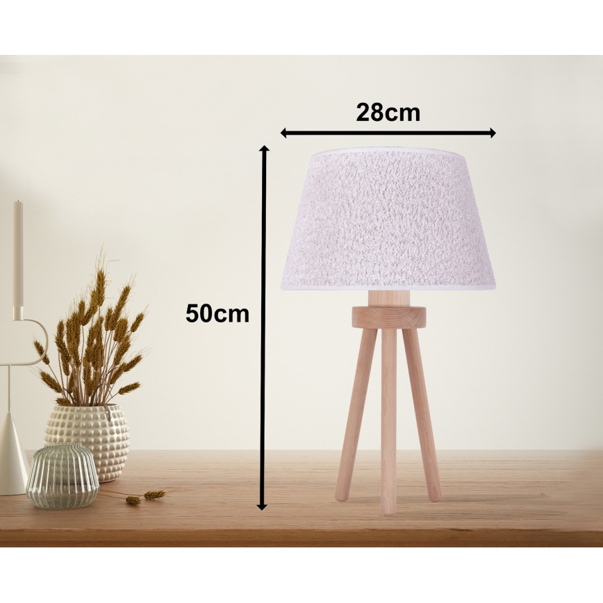Duolla - Bordlampe BOUCLE 1xE27/15W/230V diameter 28 cm hvid/træ