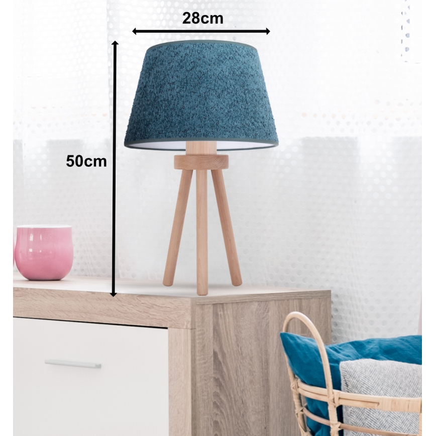 Duolla - Bordlampe BOUCLE 1xE27/15W/230V diameter 28 cm turkis/træ