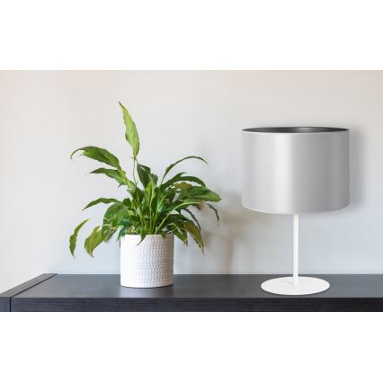 Duolla - Bordlampe CANNES 1xE14/15W/230V diameter 20 cm sølvfarvet/hvid