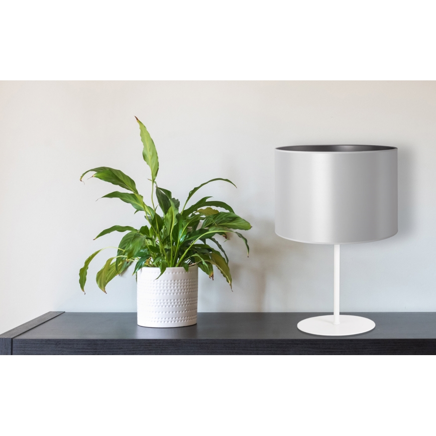 Duolla - Bordlampe CANNES 1xE14/15W/230V diameter 20 cm sølvfarvet/hvid