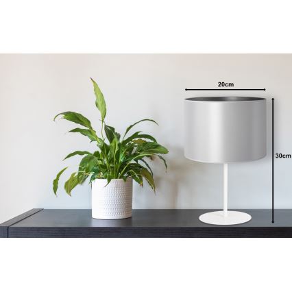 Duolla - Bordlampe CANNES 1xE14/15W/230V diameter 20 cm sølvfarvet/hvid