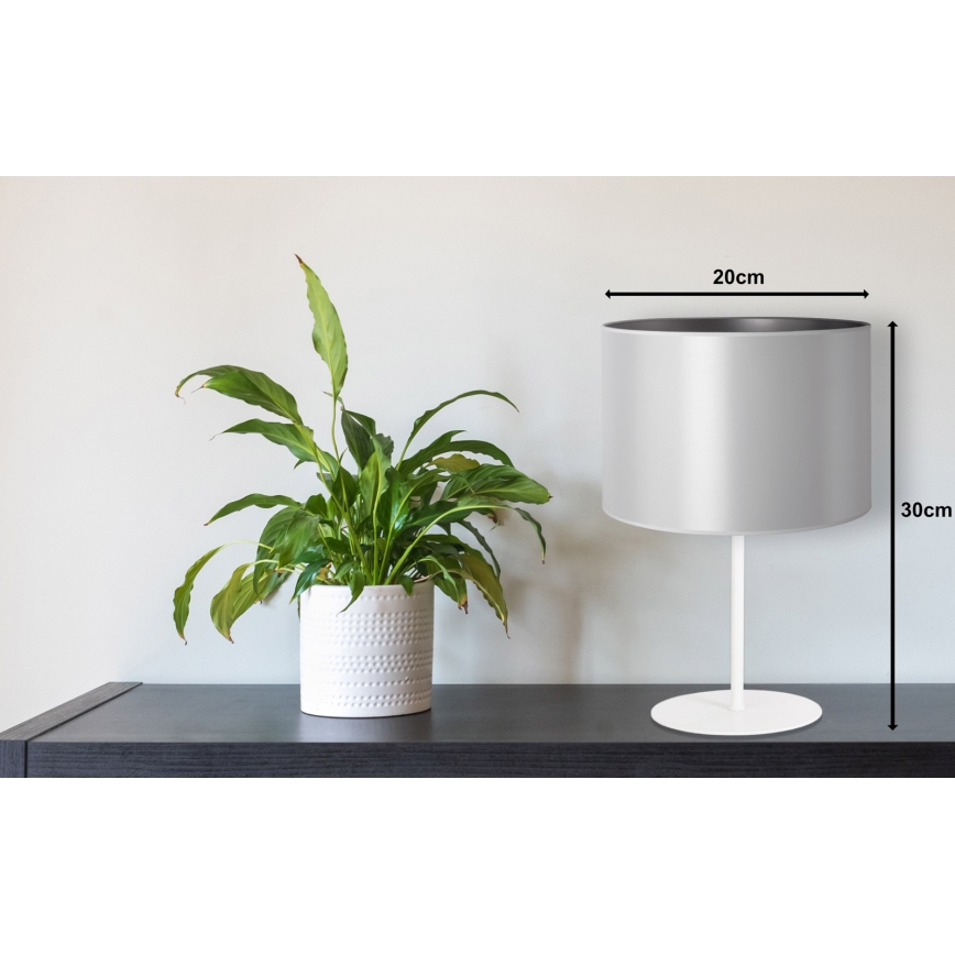 Duolla - Bordlampe CANNES 1xE14/15W/230V diameter 20 cm sølvfarvet/hvid
