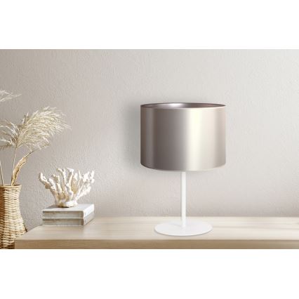 Duolla - Bordlampe CANNES 1xE14/15W/230V diameter 20 cm sølvfarvet/hvid