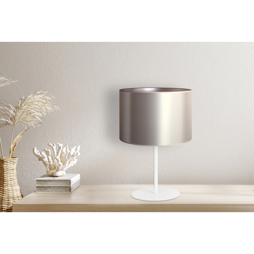 Duolla - Bordlampe CANNES 1xE14/15W/230V diameter 20 cm sølvfarvet/hvid