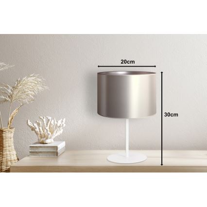 Duolla - Bordlampe CANNES 1xE14/15W/230V diameter 20 cm sølvfarvet/hvid