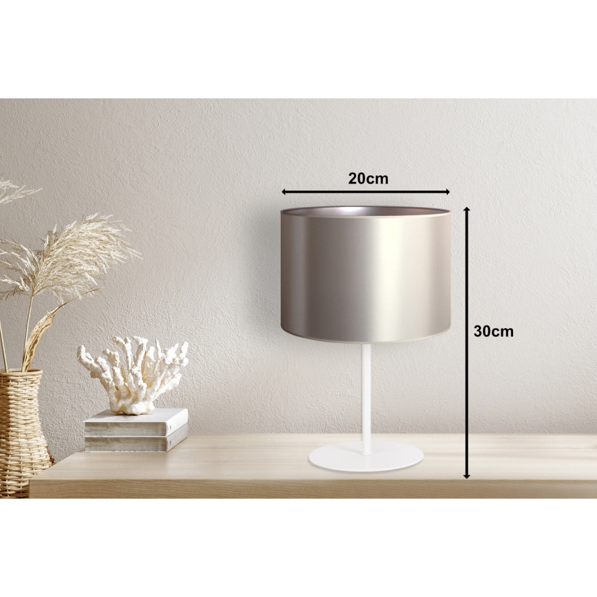 Duolla - Bordlampe CANNES 1xE14/15W/230V diameter 20 cm sølvfarvet/hvid