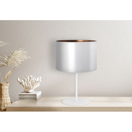 Duolla - Bordlampe CANNES 1xE14/15W/230V diameter 20 cm sølvfarvet/kobber/hvid