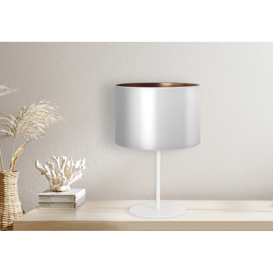 Duolla - Bordlampe CANNES 1xE14/15W/230V diameter 20 cm sølvfarvet/kobber/hvid
