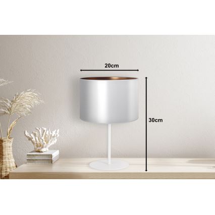 Duolla - Bordlampe CANNES 1xE14/15W/230V diameter 20 cm sølvfarvet/kobber/hvid