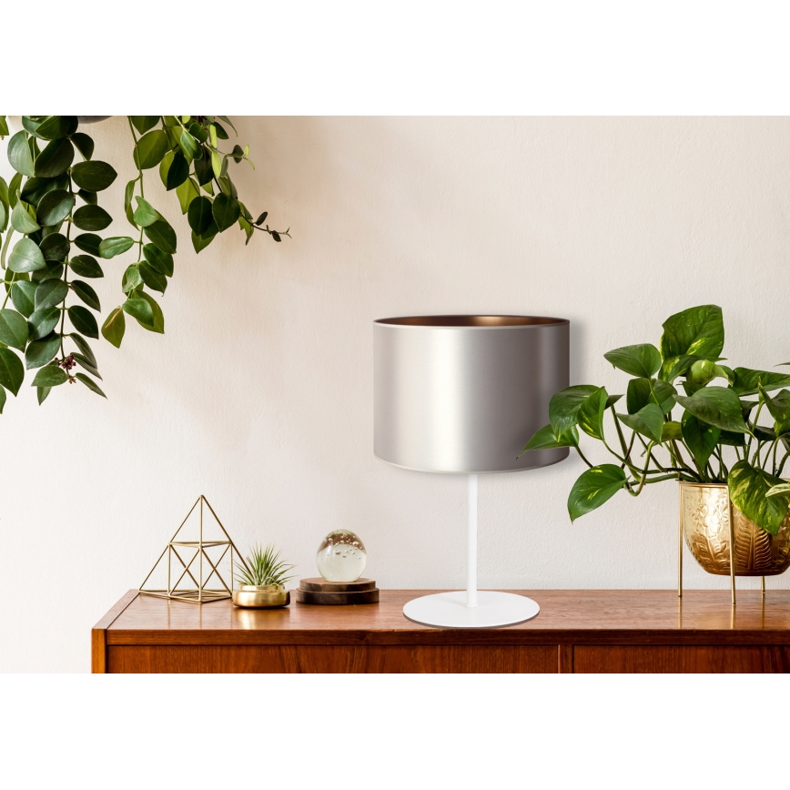 Duolla - Bordlampe CANNES 1xE14/15W/230V diameter 20 cm sølvfarvet/kobber/hvid