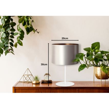Duolla - Bordlampe CANNES 1xE14/15W/230V diameter 20 cm sølvfarvet/kobber/hvid