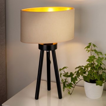 Duolla - Bordlampe OVAL VEGAN 1xE27/15W/230V diameter 30 cm cremefarvet