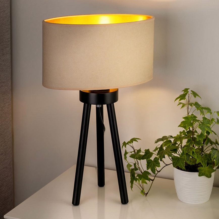 Duolla - Bordlampe OVAL VEGAN 1xE27/15W/230V diameter 30 cm cremefarvet