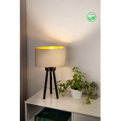 Duolla - Bordlampe OVAL VEGAN 1xE27/15W/230V diameter 30 cm cremefarvet