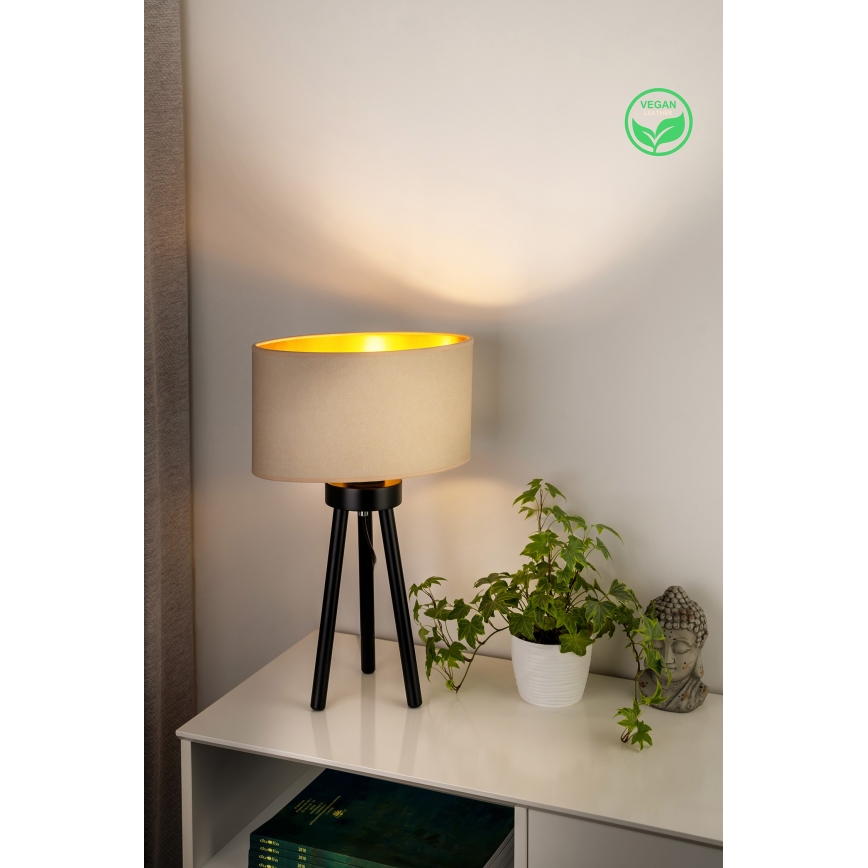 Duolla - Bordlampe OVAL VEGAN 1xE27/15W/230V diameter 30 cm cremefarvet
