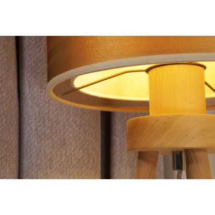 Duolla - Bordlampe WOOD BOHO 1xE27/15W/230V diameter 25 cm kobber/brun/beige