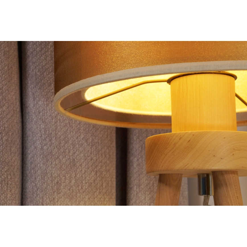 Duolla - Bordlampe WOOD BOHO 1xE27/15W/230V diameter 25 cm kobber/brun/beige