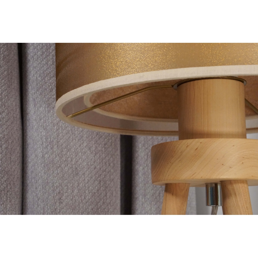Duolla - Bordlampe WOOD BOHO 1xE27/15W/230V diameter 25 cm kobber/brun/beige