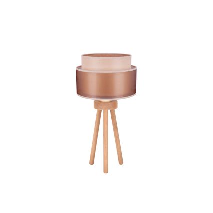Duolla - Bordlampe WOOD BOHO 1xE27/15W/230V diameter 25 cm kobber/brun/beige
