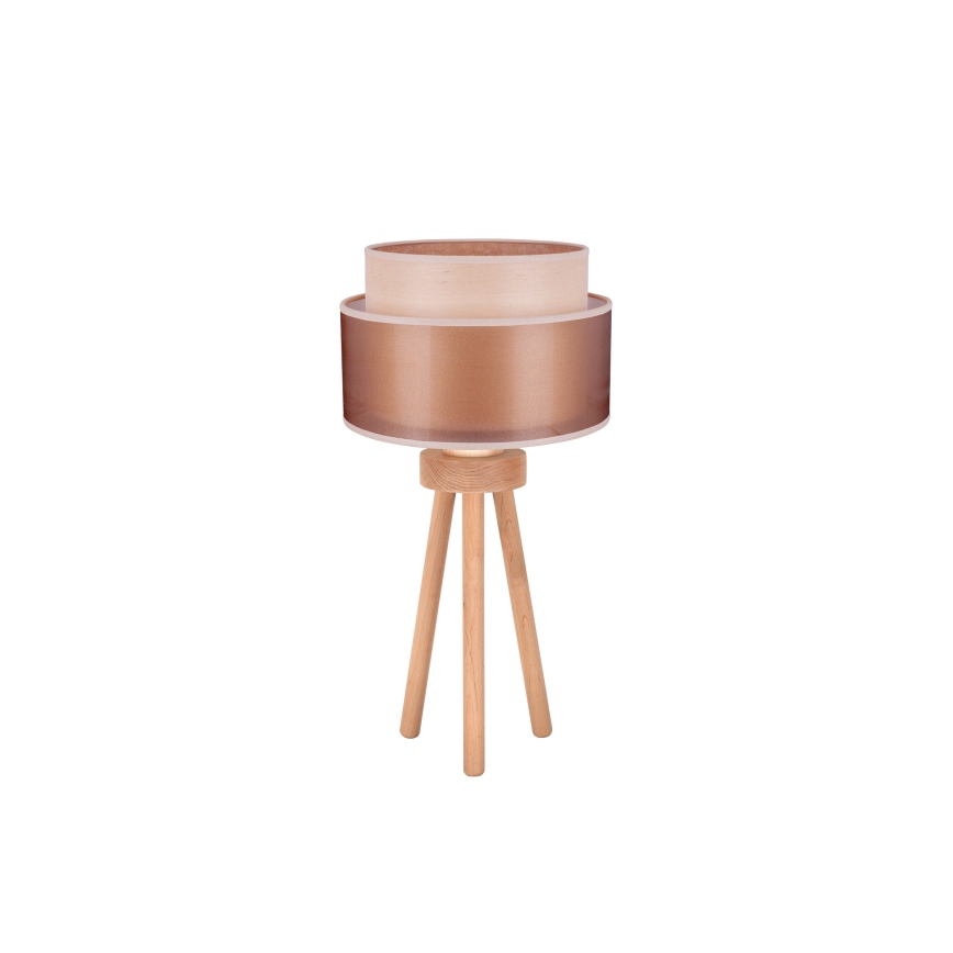Duolla - Bordlampe WOOD BOHO 1xE27/15W/230V diameter 25 cm kobber/brun/beige