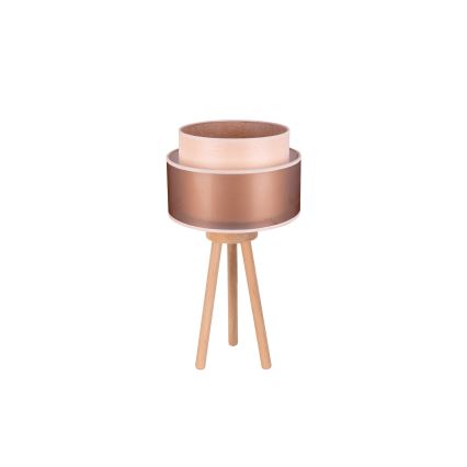 Duolla - Bordlampe WOOD BOHO 1xE27/15W/230V diameter 25 cm kobber/brun/beige