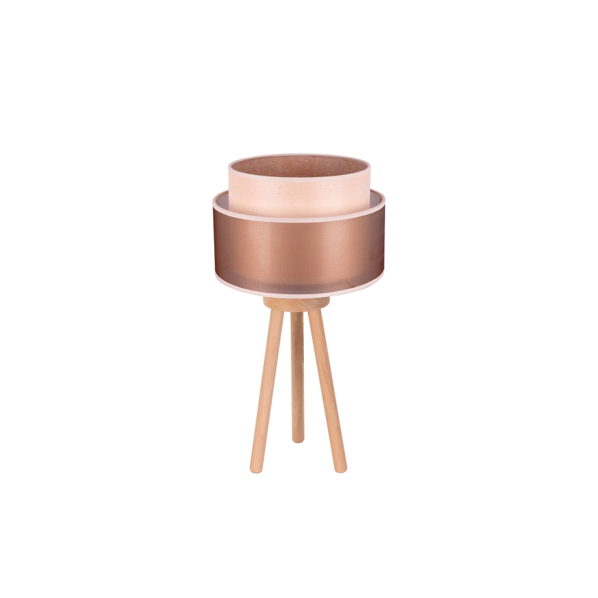 Duolla - Bordlampe WOOD BOHO 1xE27/15W/230V diameter 25 cm kobber/brun/beige