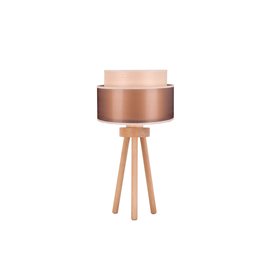 Duolla - Bordlampe WOOD BOHO 1xE27/15W/230V diameter 25 cm kobber/brun/beige