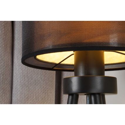 Duolla - Bordlampe WOOD BOHO 1xE27/15W/230V diameter 25 cm sort/beige