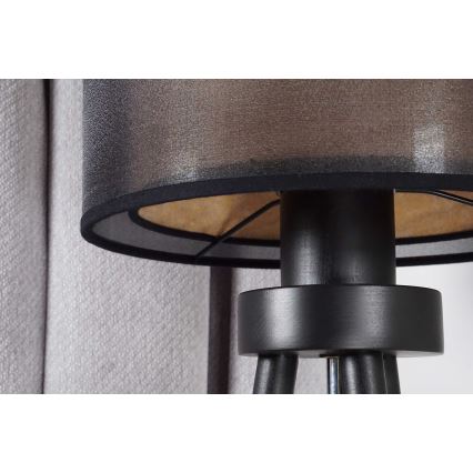 Duolla - Bordlampe WOOD BOHO 1xE27/15W/230V diameter 25 cm sort/beige