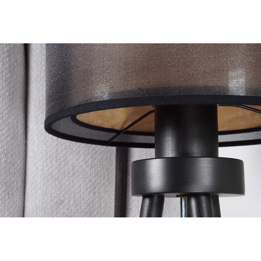 Duolla - Bordlampe WOOD BOHO 1xE27/15W/230V diameter 25 cm sort/beige