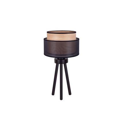 Duolla - Bordlampe WOOD BOHO 1xE27/15W/230V diameter 25 cm sort/beige