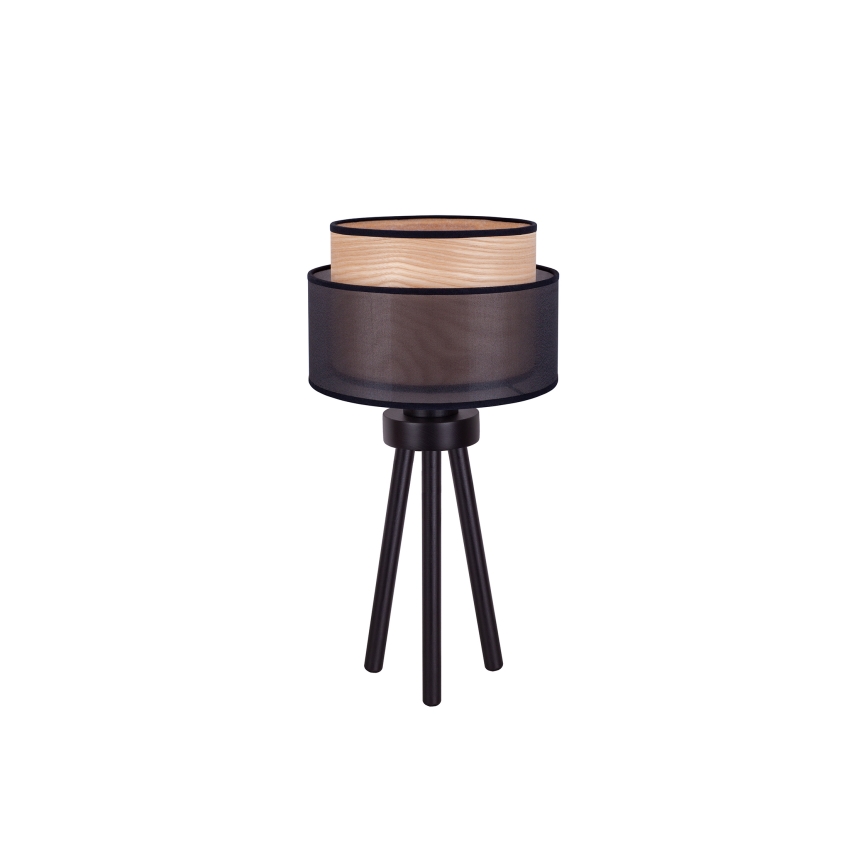 Duolla - Bordlampe WOOD BOHO 1xE27/15W/230V diameter 25 cm sort/beige