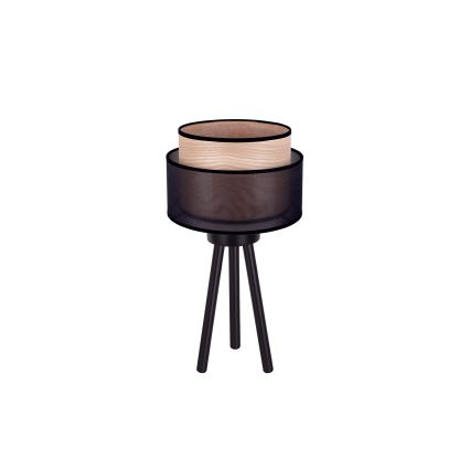 Duolla - Bordlampe WOOD BOHO 1xE27/15W/230V diameter 25 cm sort/beige