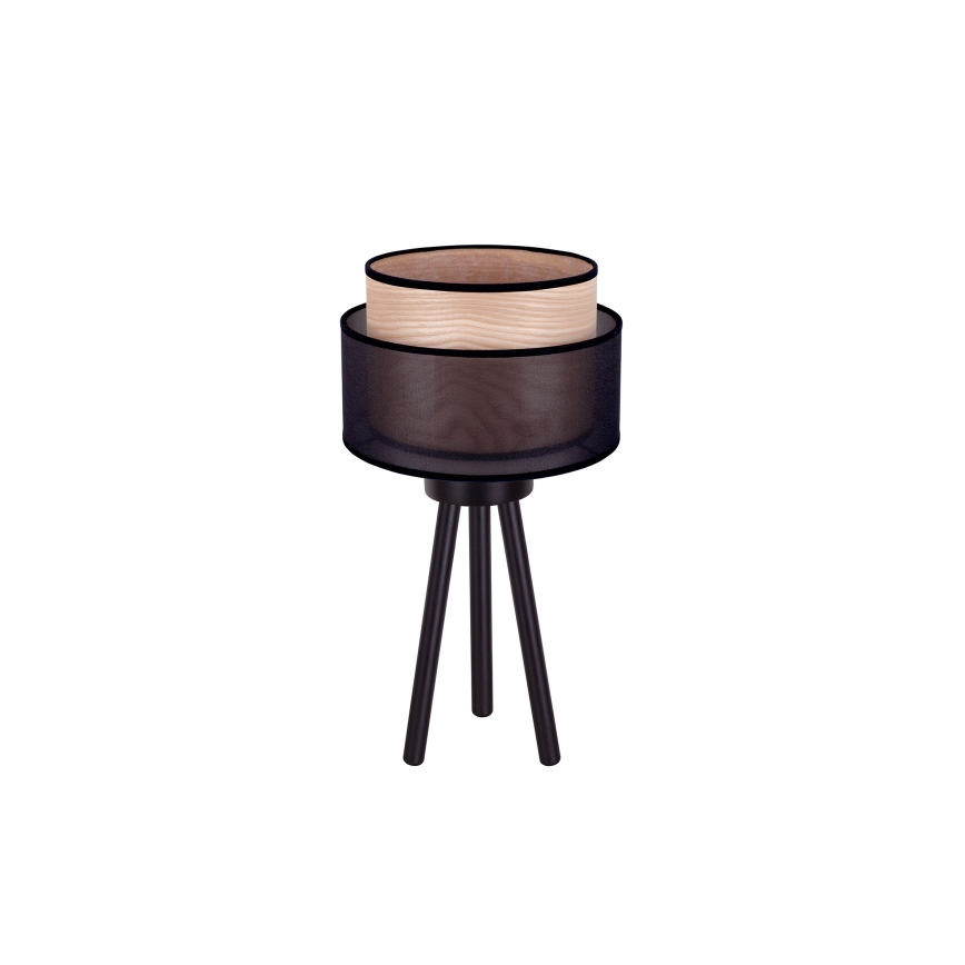 Duolla - Bordlampe WOOD BOHO 1xE27/15W/230V diameter 25 cm sort/beige