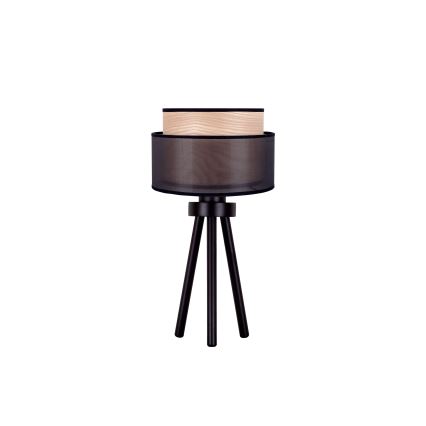 Duolla - Bordlampe WOOD BOHO 1xE27/15W/230V diameter 25 cm sort/beige