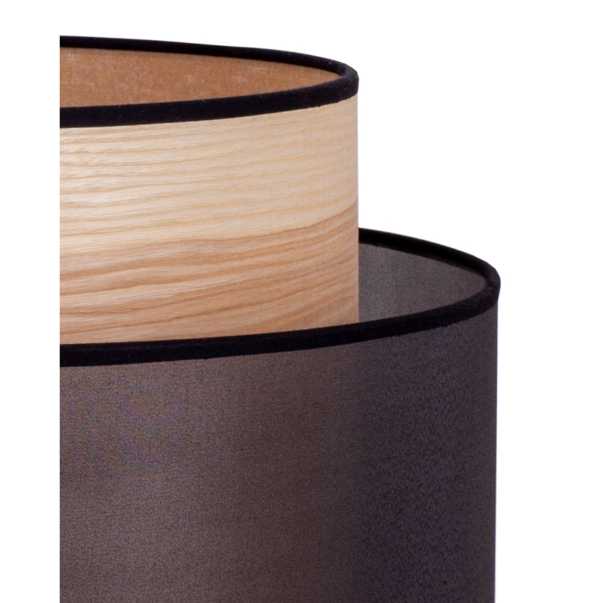 Duolla - Bordlampe WOOD BOHO 1xE27/15W/230V diameter 25 cm sort/beige