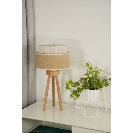 Duolla - Bordlampe YUTE BOHO 1xE27/15W/230V diameter 25 cm brun/cremefarvet