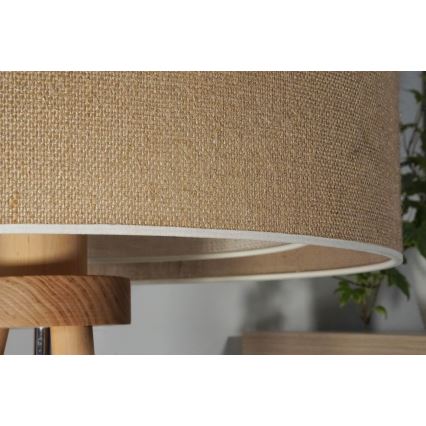 Duolla - Bordlampe YUTE BOHO 1xE27/15W/230V diameter 25 cm brun/cremefarvet