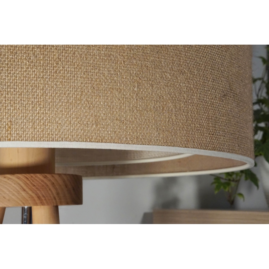 Duolla - Bordlampe YUTE BOHO 1xE27/15W/230V diameter 25 cm brun/cremefarvet