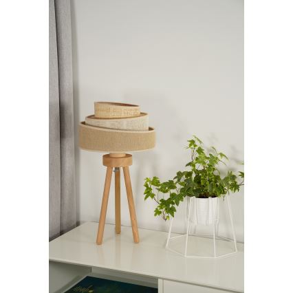 Duolla - Bordlampe YUTE TRIO 1xE27/15W/230V diameter 25 cm brun/grå/beige