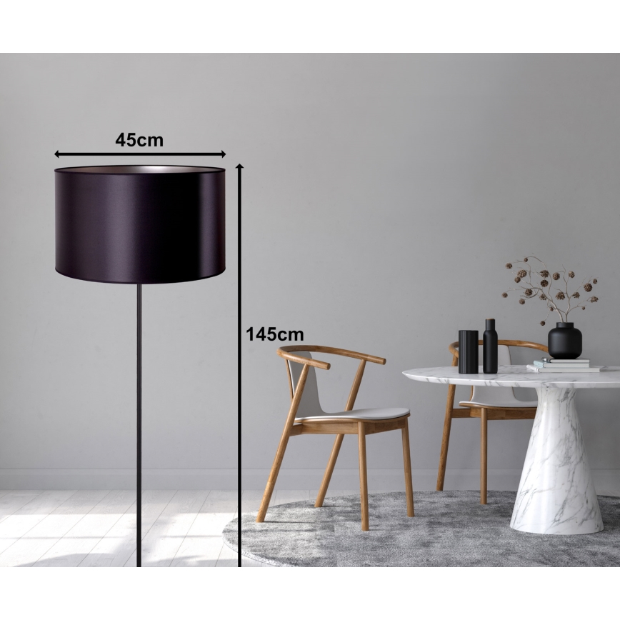 Duolla - Gulvlampe CANNES 1xE27/15W/230V diameter 45 cm sort/sølvfarvet