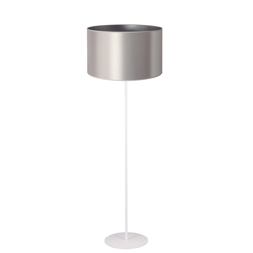 Duolla - Gulvlampe CANNES 1xE27/15W/230V diameter 45 cm sølvfarvet/hvid