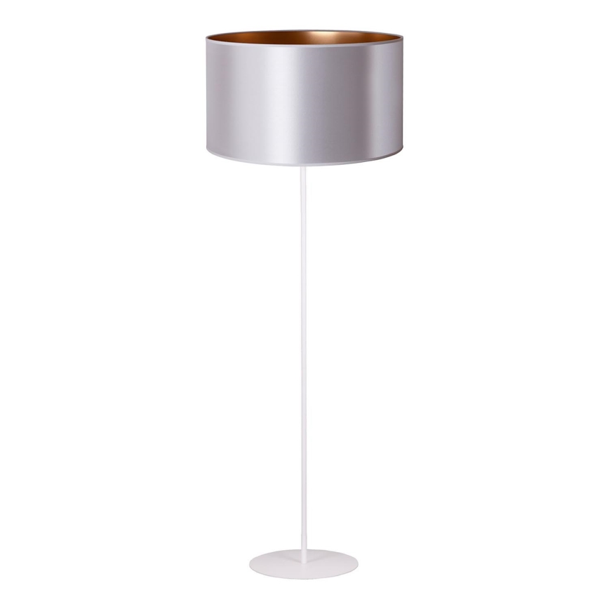 Duolla - Gulvlampe CANNES 1xE27/15W/230V diameter 45 cm sølvfarvet/kobber/hvid